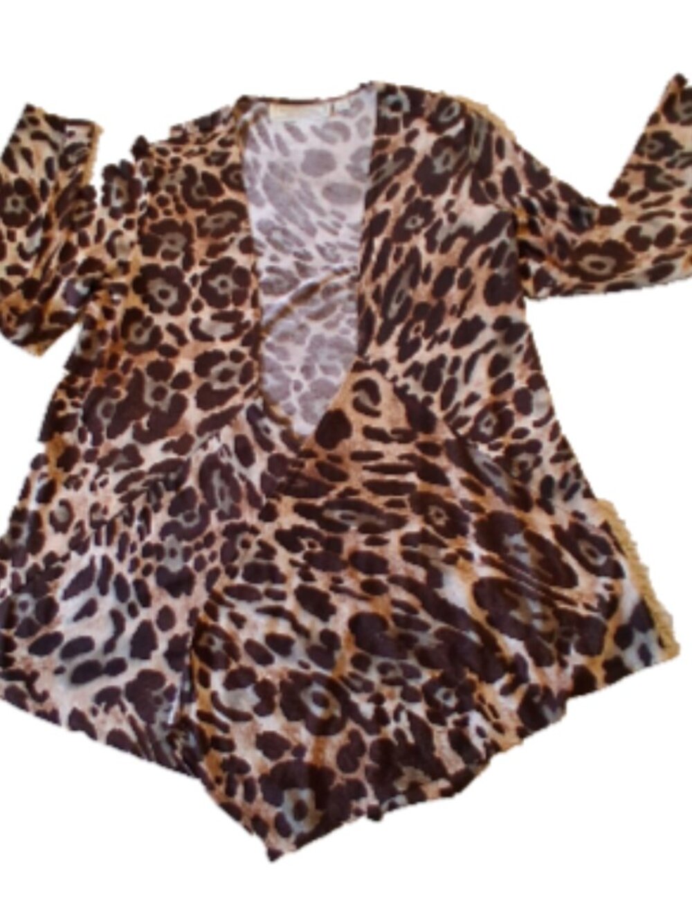 SIMONTON Says Women's Size XS Brown Animal Print Long Sleeve Lightweight Shrug